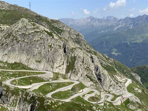 Mountain Road Crossing St Gotthard Pass Gotthardpass Or Passo Del Sao