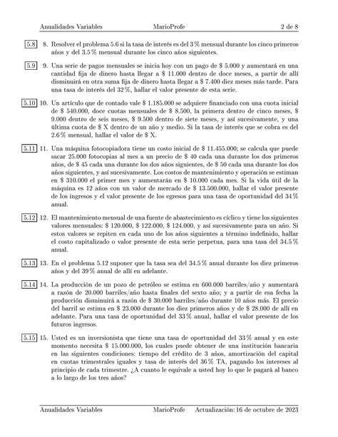 Ejercicios Resueltos De Anualidades Variables Gu A Marioprofe