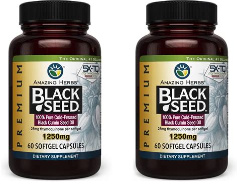 Amazing Herbs Premium Black Seed Oil Capsules High Potency Cold Pressed Nigella