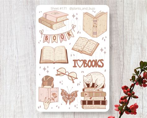 Book Sticker Sheet Book Lover Sticker Reading Stickers Journal