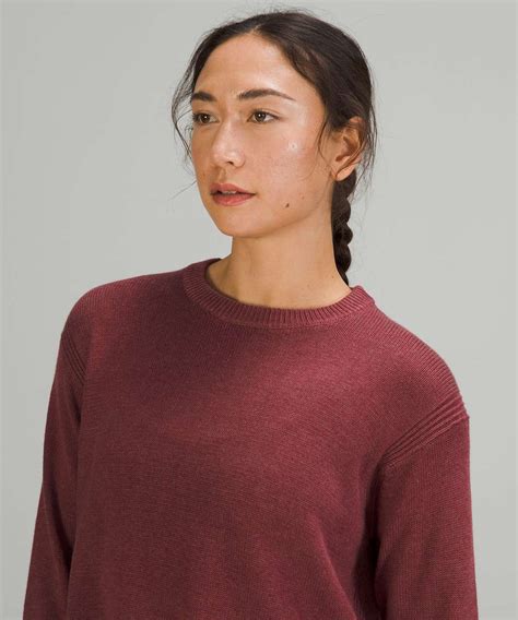 Lululemon Cashlu Boxy Crewneck Sweater Heathered Mulled Wine Lulu