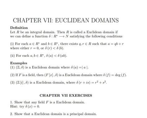 Solved Chapter Vii Euclidean Domains Definition Let R Be An