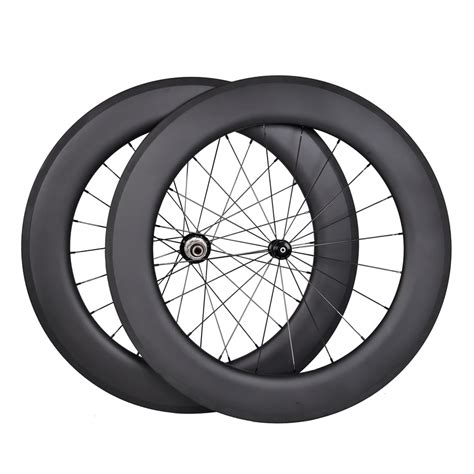 88mm Clincher Road Bike 3K Matt Carbon Front And Rear Wheels Aero