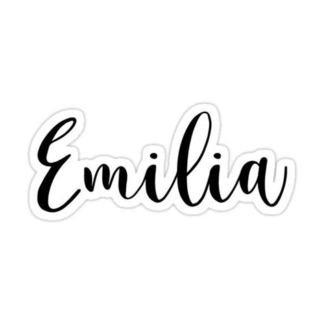 The Word Emelia In Black Ink Sticker