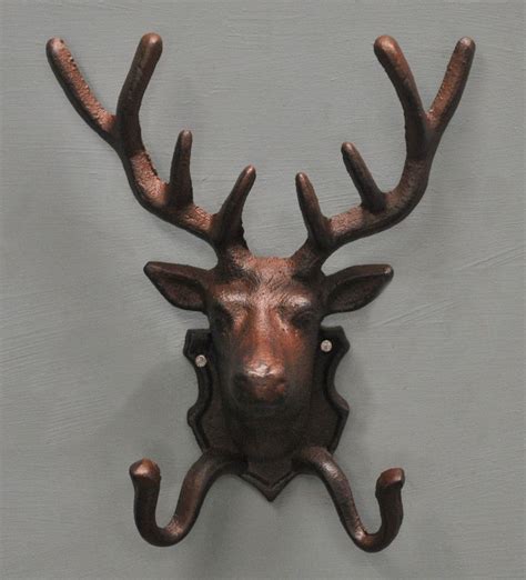 Stag Head Coat Hook Stylish Cast Iron Wall Mounted Deer Highland Shabby