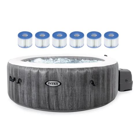 Intex Purespa Plus Greywood Inflatable Hot Tub Jet Spa With Filter Cartridges Eur