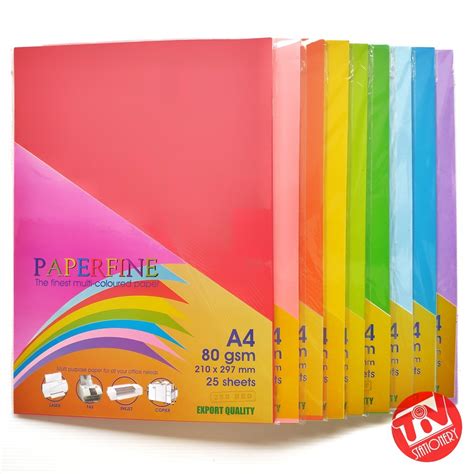 Jual Kertas Hvs Paperfine Warna A4 80 Gsm 1 Pack 25 Lembar Shopee