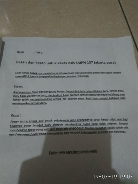 Detail Contoh Surat Kesan Dan Pesan Koleksi Nomer 52