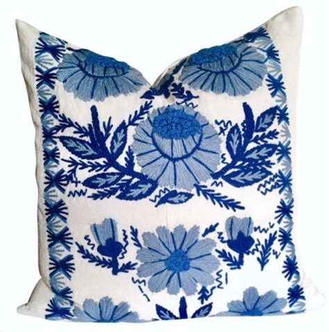 Hand Embroidered Wool Pillow Cover Schumacher Marguerite Pillow Cover