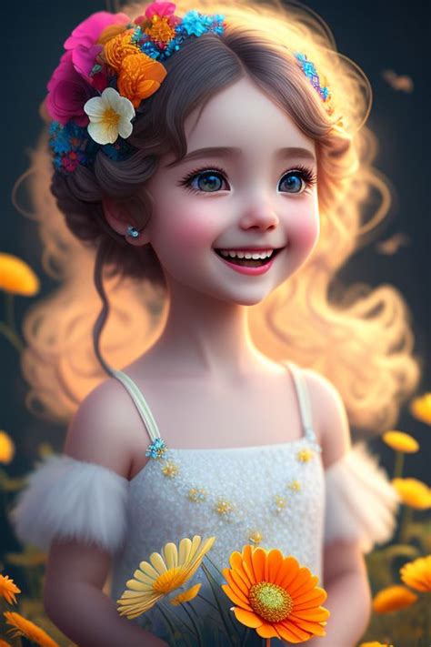 Cute Girl With Flower Wallpaper