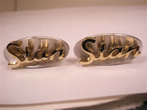 Stan Monogram Name Two Tone Vintage Swank Cuff Links Gem