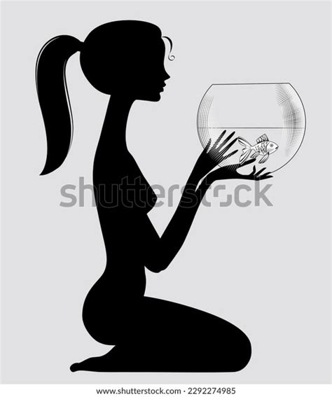 Black Silhouette Sitting Cute Naked Girl Stock Vector Royalty Free