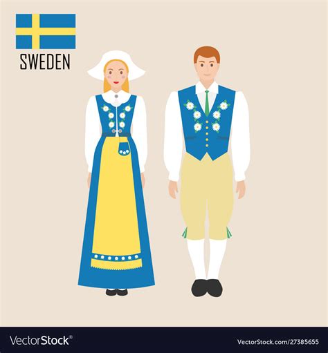 Sweden Woman And Man In Traditional Costume Vector Image