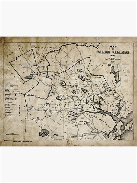 Salem Village 1692 Map Witch Trials Medieval Inquisition Sticker