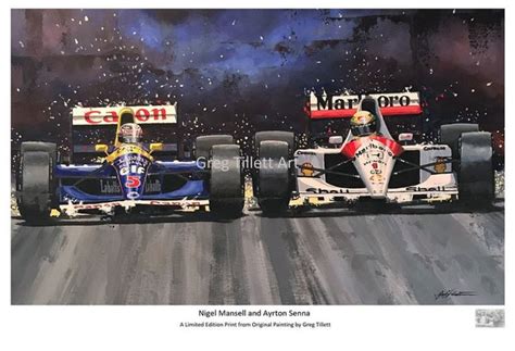 Hand Signed By Artist Ayrton Senna And Nigel Mansell Limited Edition