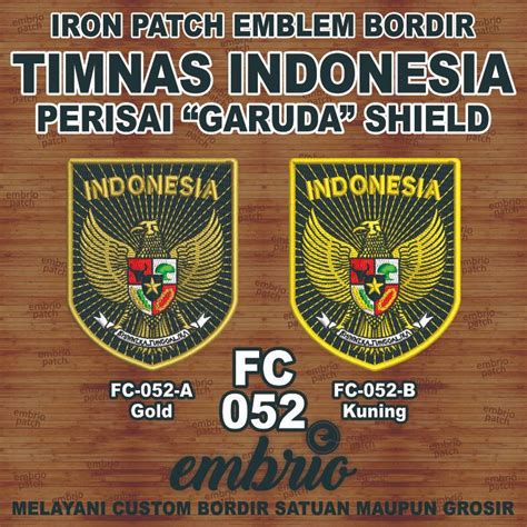 Jual FC 052 Patch Timnas Indonesia Emblem Bordir Logo Jersey Timnas