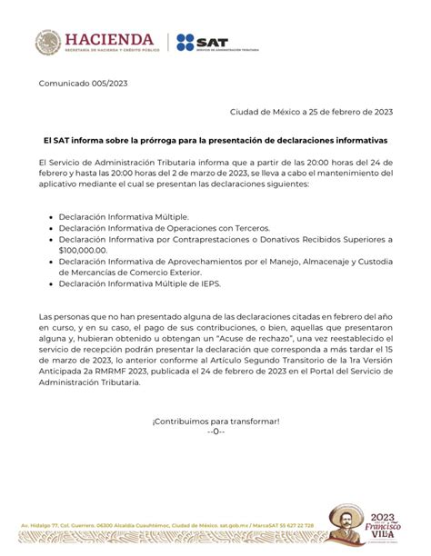 Satmx On Twitter El Sat Informa Sobre La Pr Rroga Hasta El De