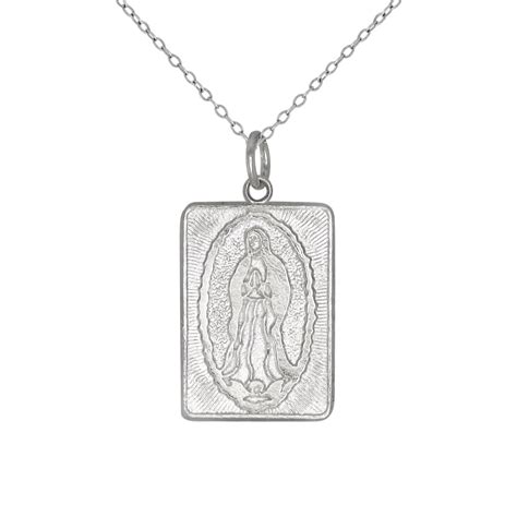 Sterling Silver 925 Virgin Mary Medal Charm Pendant Necklace Etsy