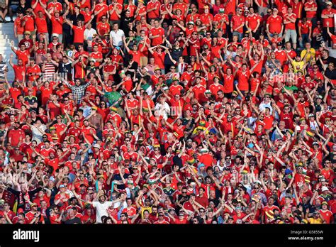 Wales Fans Cheer On Their Side In The Stands During The Uefa Euro 2016