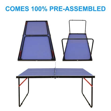 Foldable Portable Midsize Table Tennis Table Set With Net And Ping