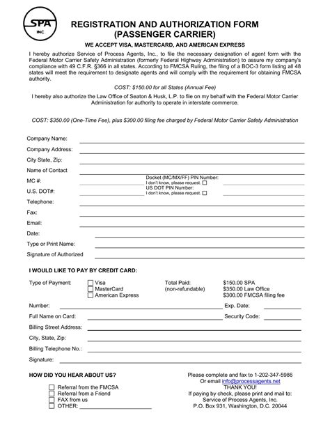 Fmcsa Passenger Authorization PDF Form FormsPal