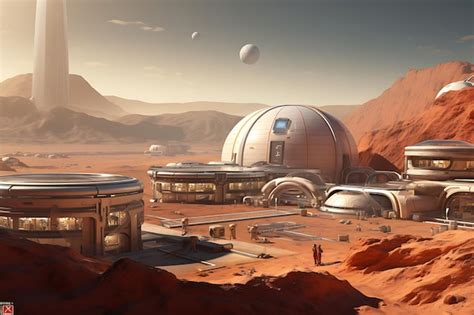 Premium Ai Image Space Habitats And Colonies On Mars Future Vision