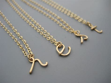 Gold Cursive Initial Necklace 14k Gold Filled Personalized Etsy