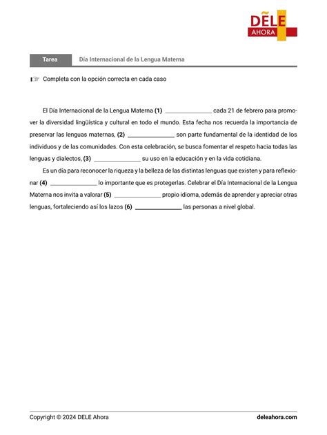 Día Internacional de la Lengua Materna Comprensión de lectura