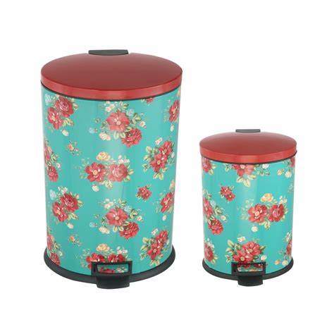 Pioneer Woman 10.5 gal and 3.1 gal Stainless Steel Kitchen Trash Cans with Lids - Walmart.com ...