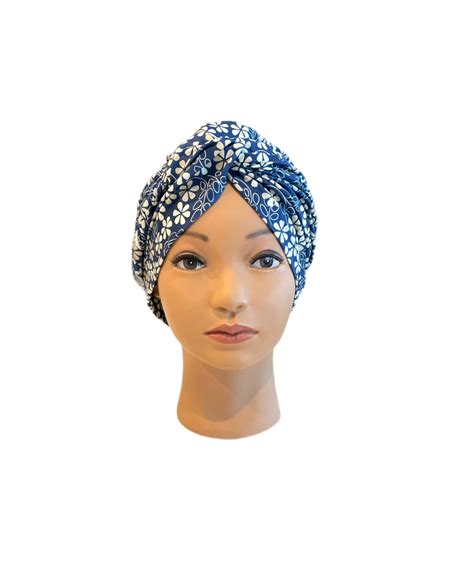 Blue And White Floral Braided Turban For Cancer Patients Hair Etsy