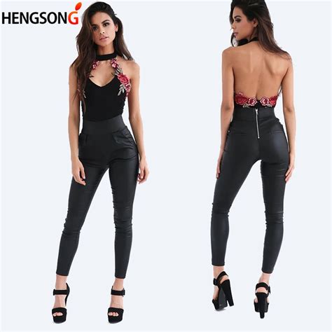 Sexy Women Hang Neck Summer Jumpsuit Sleeveless Backless High Waist