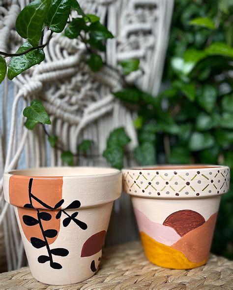 Hand Painted Plant Pots Boho Range Etsy