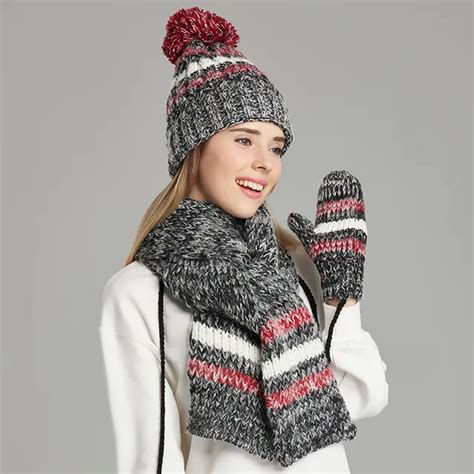 Aliexpress Buy Women Knitted Hat Scarf Glove Sets Fashion Casual