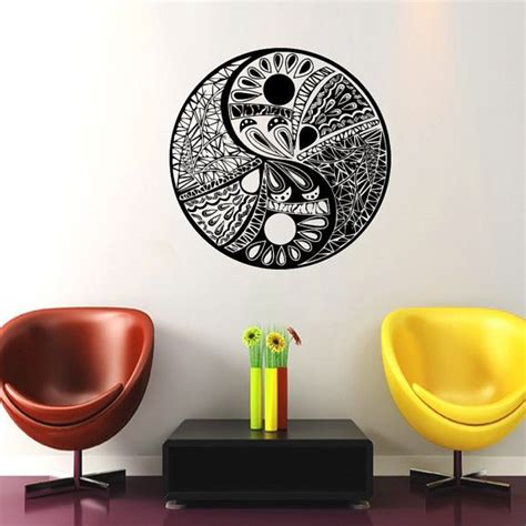 Wall Decal Yin Yang Flowers Symbol Geometric Chinese Asian Home Decor