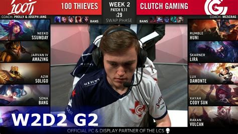 100 Vs CG Week 2 Day 2 S9 LCS Summer 2019 100 Thieves Vs Clutch