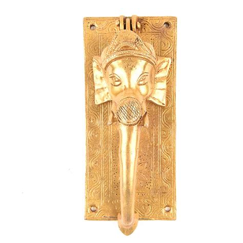 Golden Brass Ganesha Face Door Handle