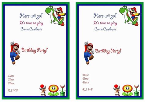 Printable Super Mario Invitations