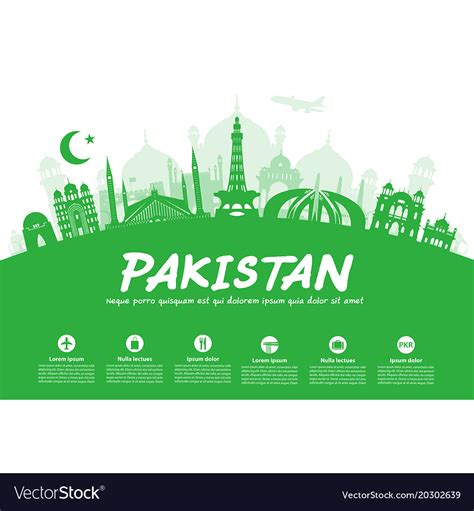 Pakistan Travel Landmarks Royalty Free Vector Image