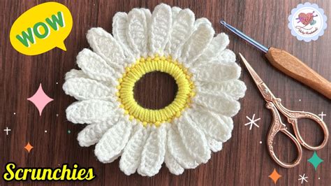 Beautiful Crochet Daisy Hair Scrunchies Crochet Tutorial YouTube