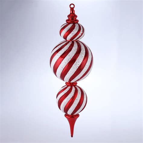 Red And White Jumbo Shatterproof Finial Christmas Ornament 24 By Holiday Time