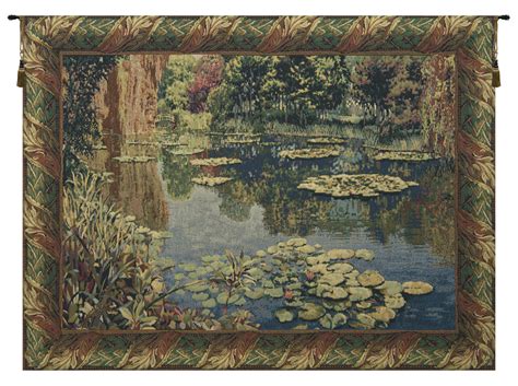 Lake Giverny With Classic Border Belgian Tapestry Wall Hanging In