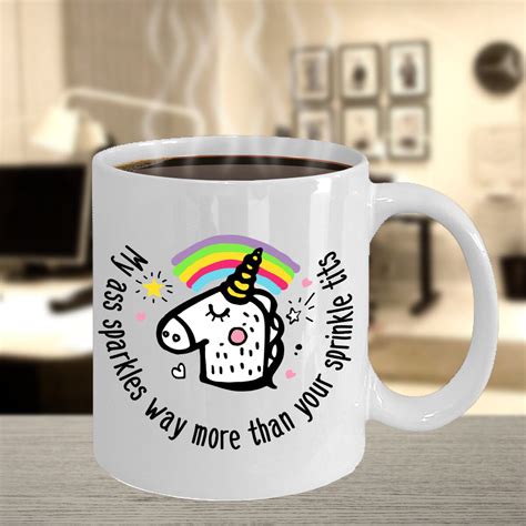 Unicorn Sprinkle Tits Funny Mugs Gag Gift Mug Naughty Mug Rude Etsy