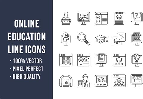 Premium Vector Online Education Line Icons