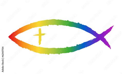 Vektorová grafika Christliches Fisch Symbol in Regenbogenfarben