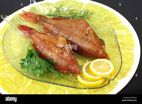 Smoked Salwater Red Fish Sebastes Norvegicus Stock Photo Alamy