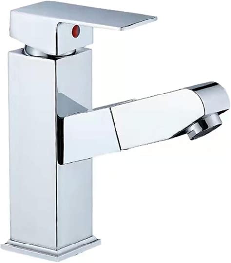 Bathroom Faucet With Pull Out Sprayer Single Mode Brass Mixer Tap For Hot And Cold Water Single