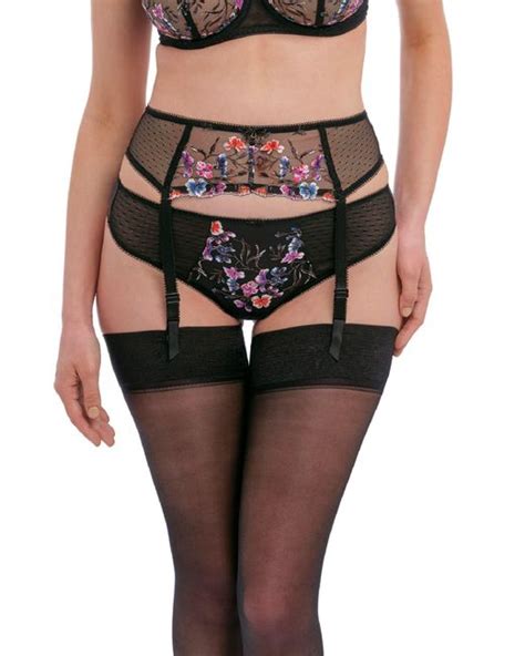 Fantasie Aurelia Floral Embroidered Garter Set In Black Lyst