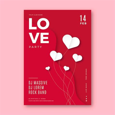 Valentinstag Party Plakat Vorlage Premium Vektor