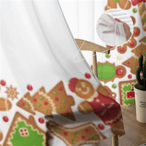 Satın alın Christmas Curtains Gingerbread Man Tulle Curtains for Living