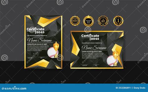 Dise O De Certificado De B Isbol Con Vector De Juego De Taza De Oro